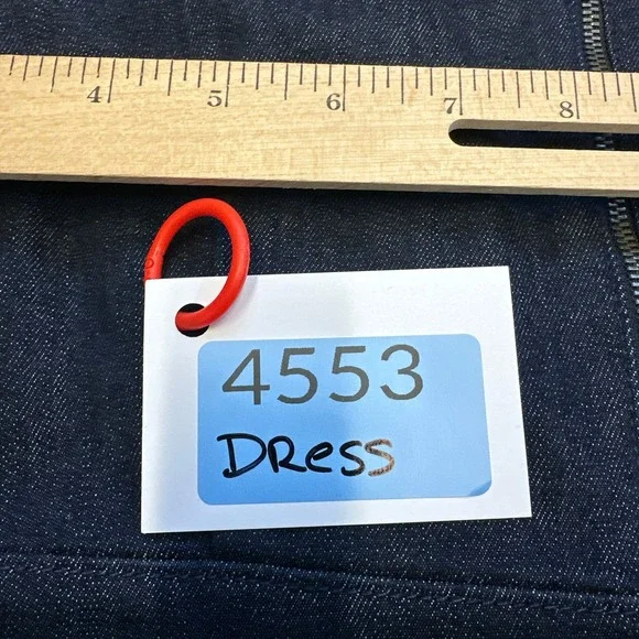 Denim A Line Sleeveless Dress size 10 Midi‎ Blue Minimalist Classic Western - Picture 7 of 7